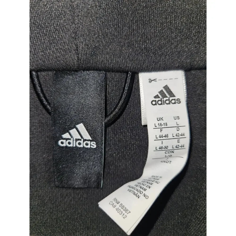 MENS Adidas full zip black logo hoodie size large (HRB)